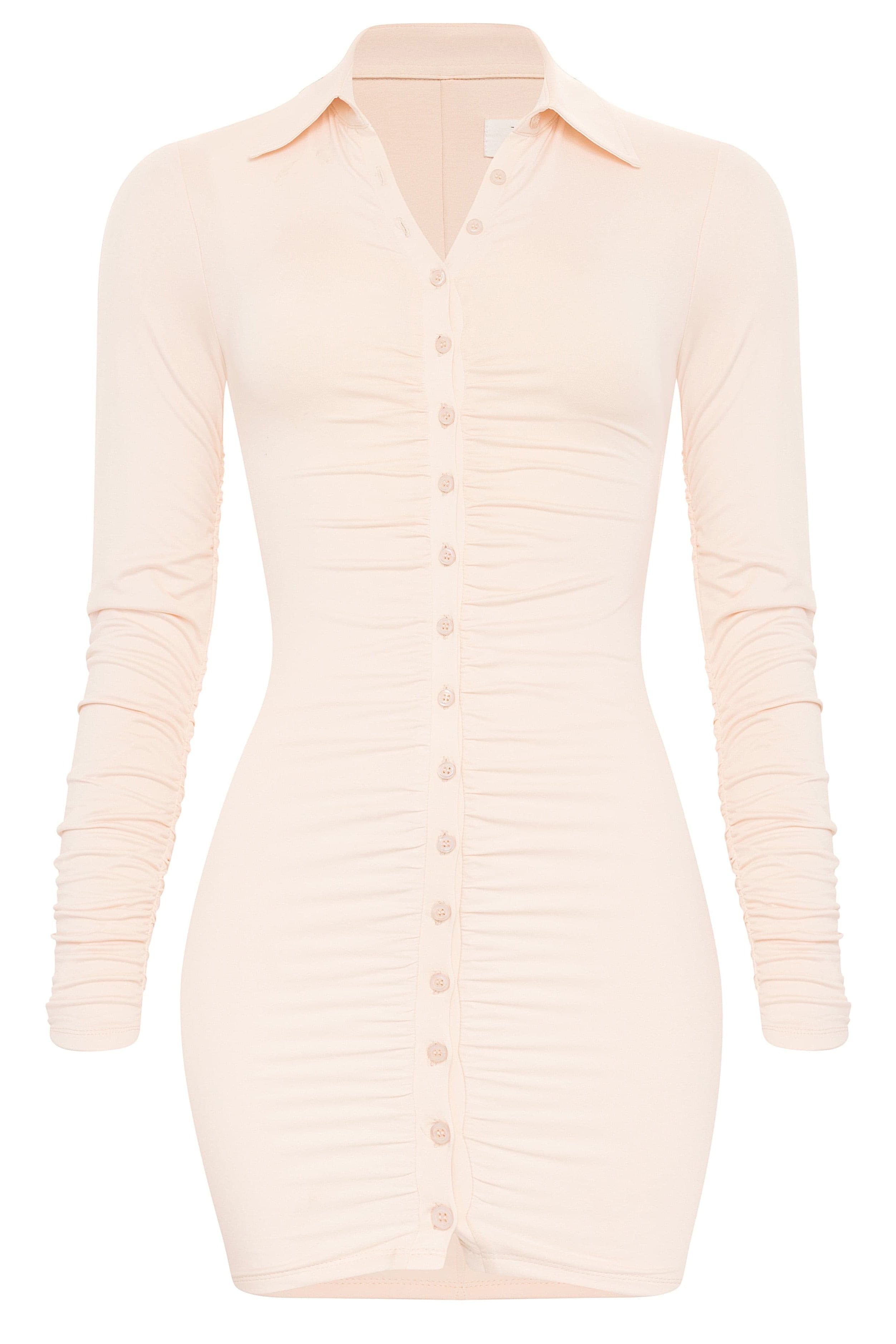 Berlin Button Up Mini Dress - Creme.