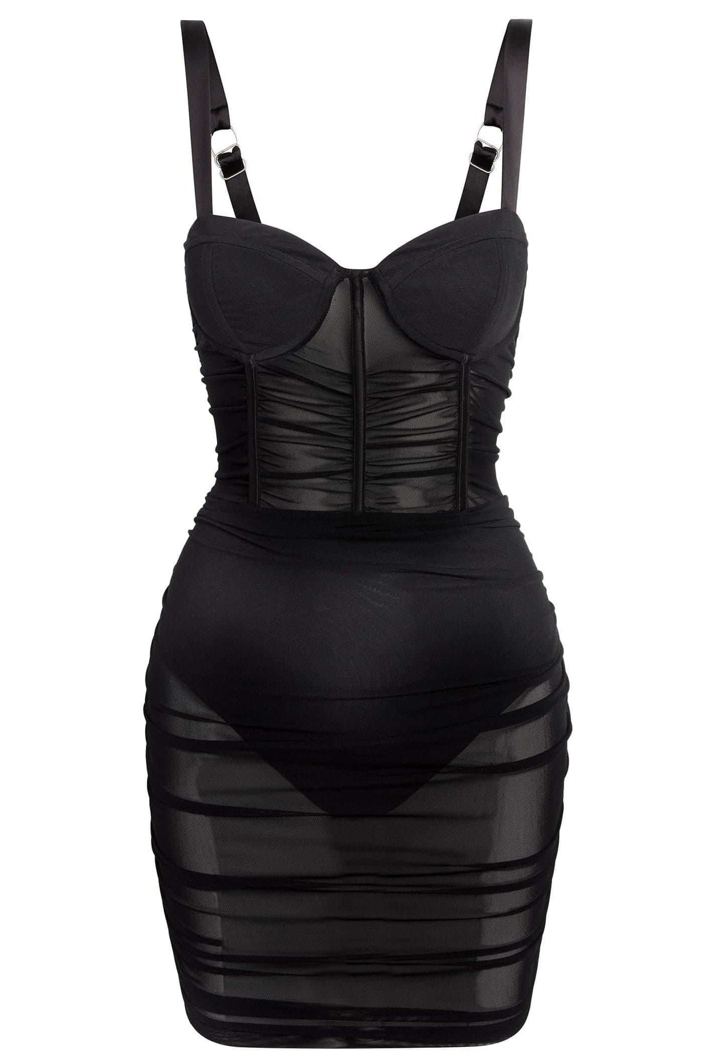 LEAU - Miami Mesh Mini Dress in Black.