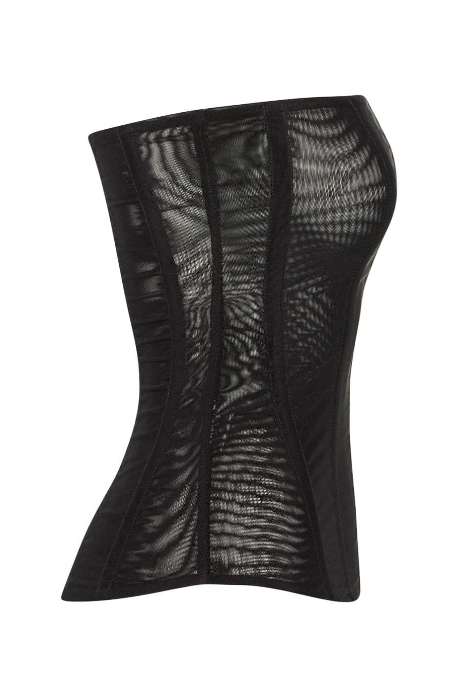 leau muse mesh corset top in black