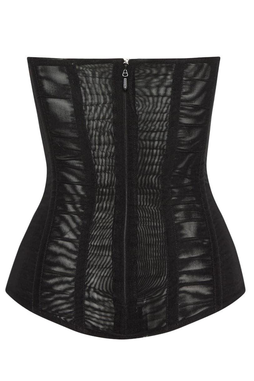 Muse Mesh Corset Top in Black, back view.