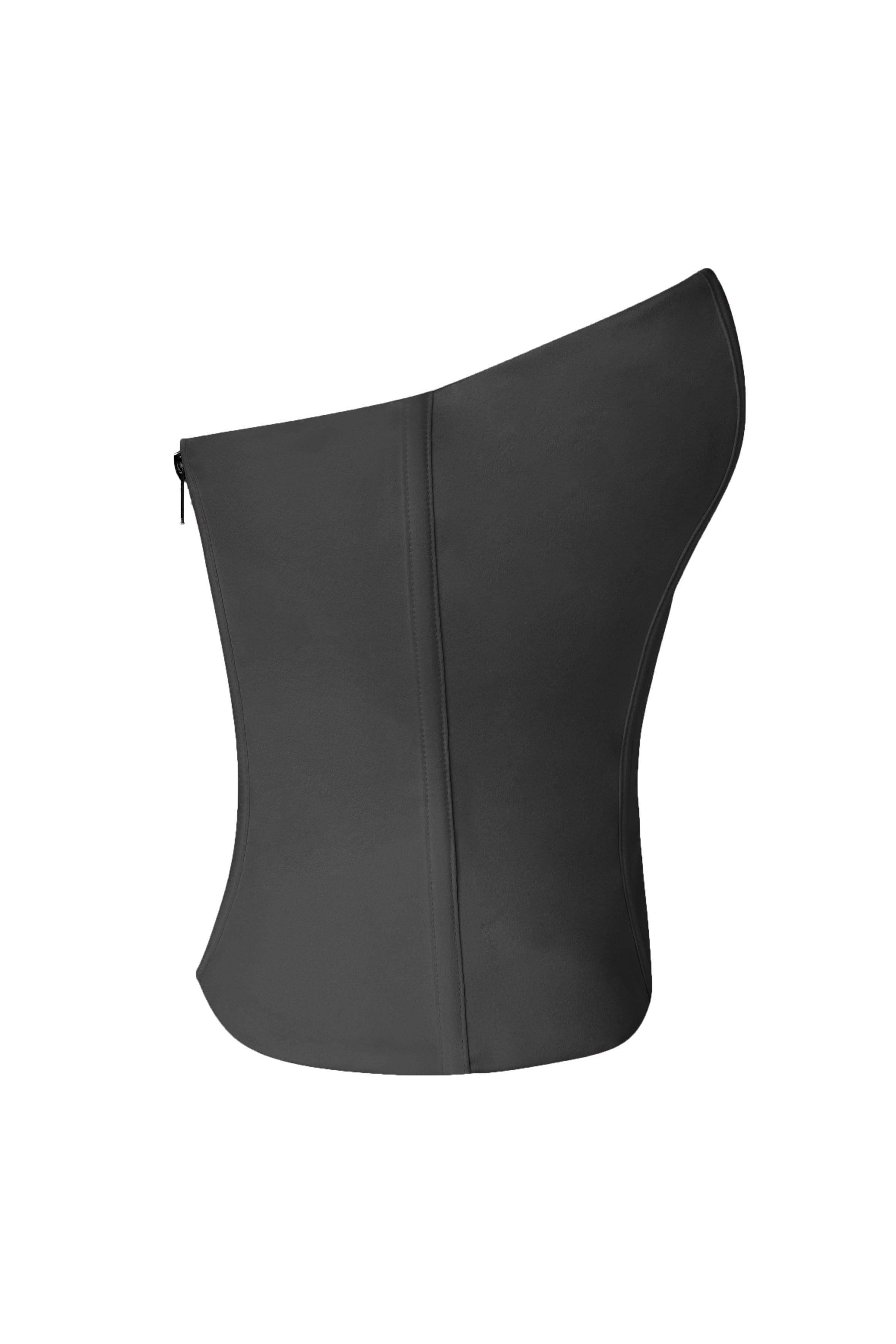 leau venus strapless plunging corset top black