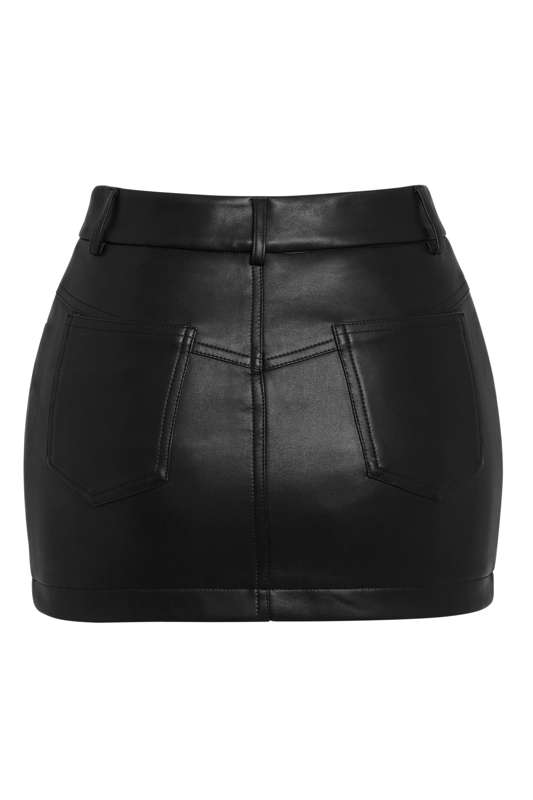 Vienna Vegan Leather Mini Skirt - Black | LEAU