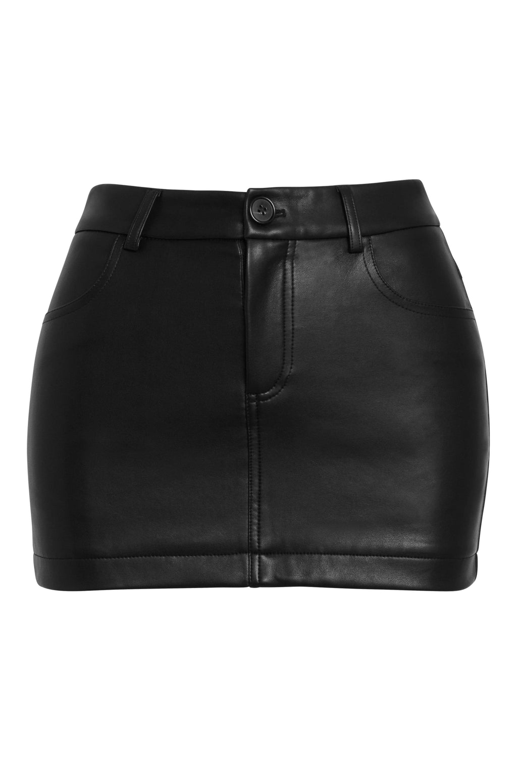 Good Time Vegan Leather Mini Skirt- Black - H&O