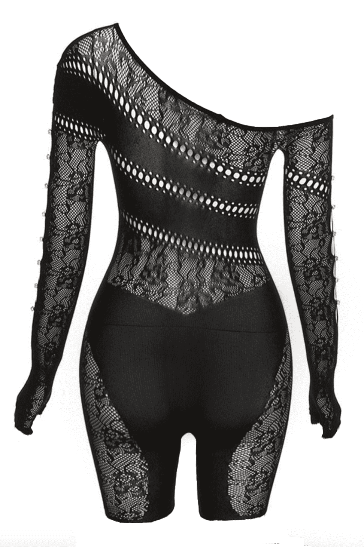 Lyon Lace Stretch Knit Jumpsuit - Black.