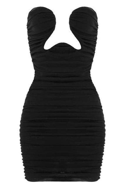 LEAU - London Mesh Mini Dress in Black.